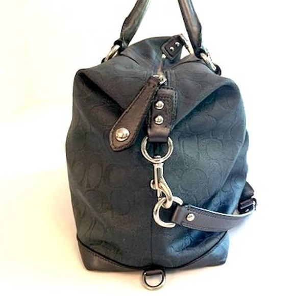 Coach Ashley Sateen & Leather Two-Way Shoulder Satchel Metallic Charcoal Grey - Picture 5 of 8